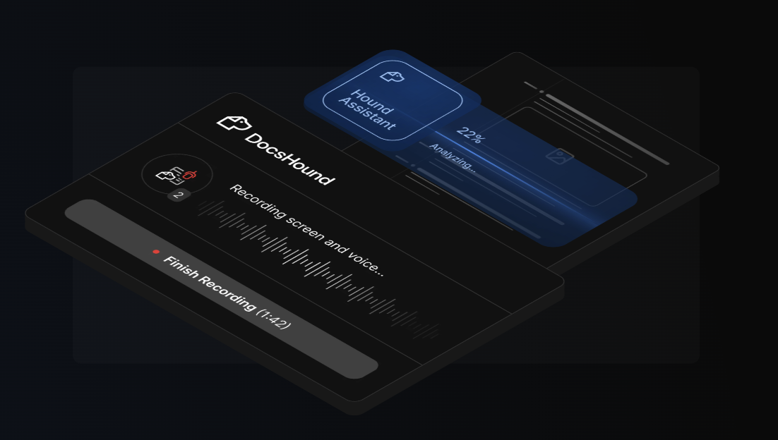 DocsHound interfaces in 3D perspective